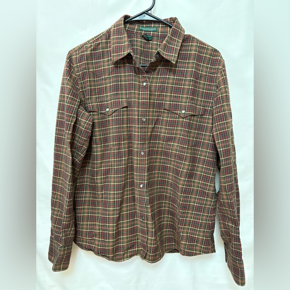 Lauren Jeans Company 100% Cotton Snap Long Sleeve‎ Western Shirt Size Large